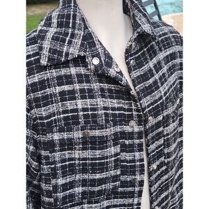 Plaid Tweed Shacket Jacket Shirt Lined Midweight SNAPS Long Sleeve Unisex